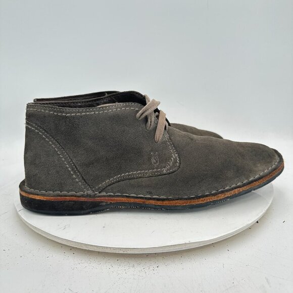 John Varvatos Men Size 9.5M Gray Suede Lace Up Ankle Chukka Boot